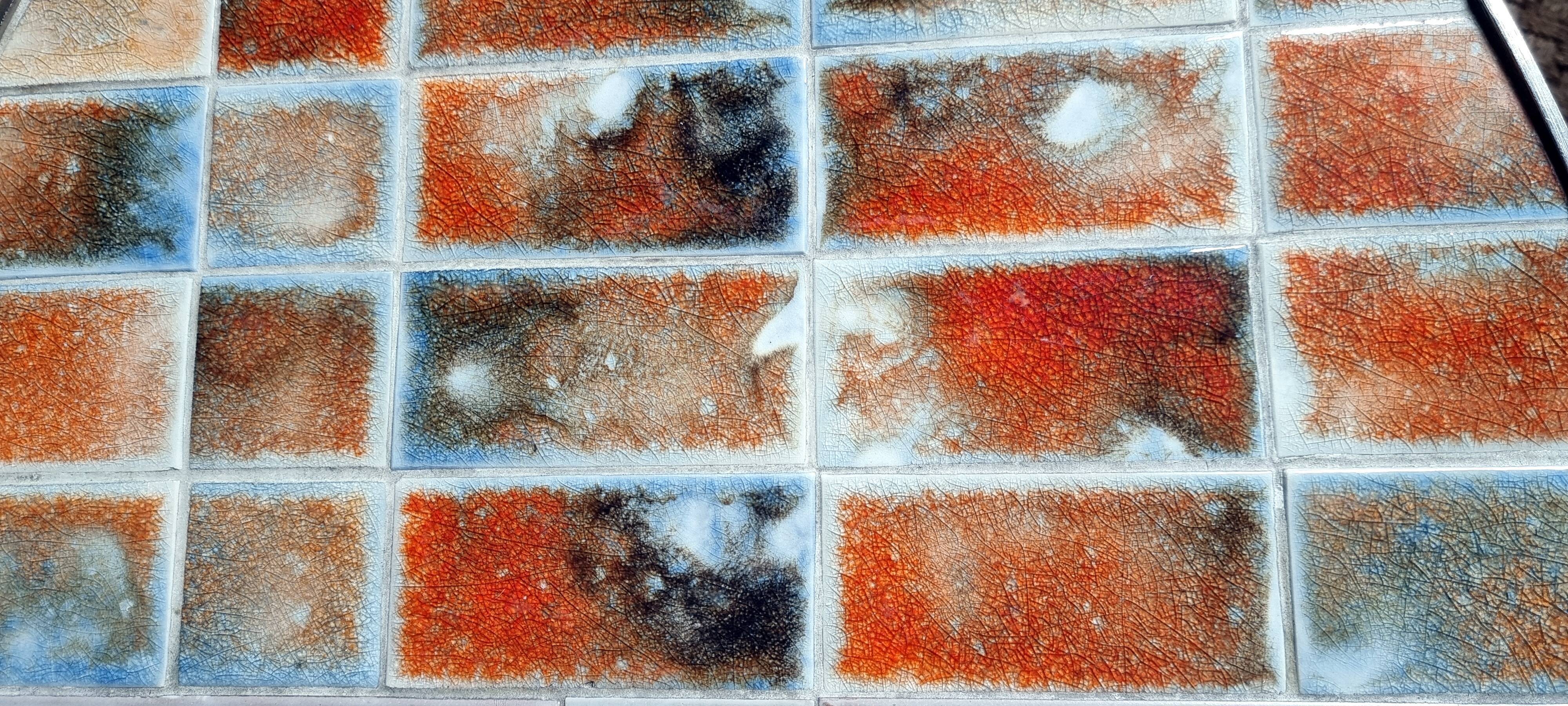 Coffee table 70s ceramic and stainless steel