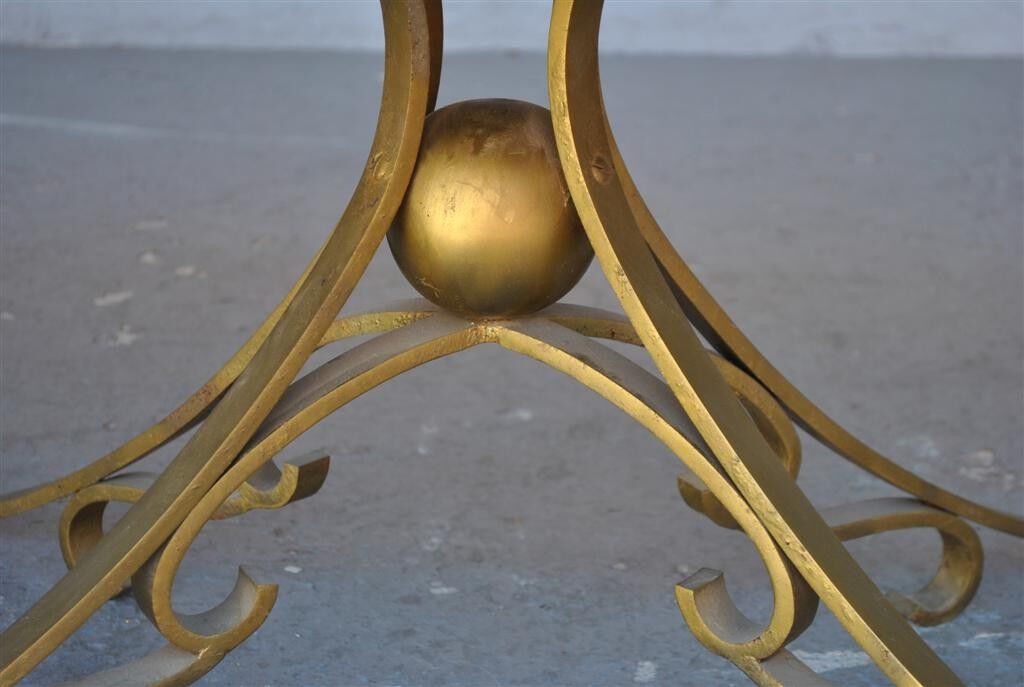 Table low wood and gilded wrought iron style 1940