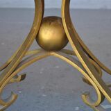 Table basse bois et fer forgé doré style 1940