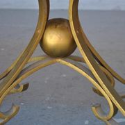 Table low wood and gilded wrought iron style 1940