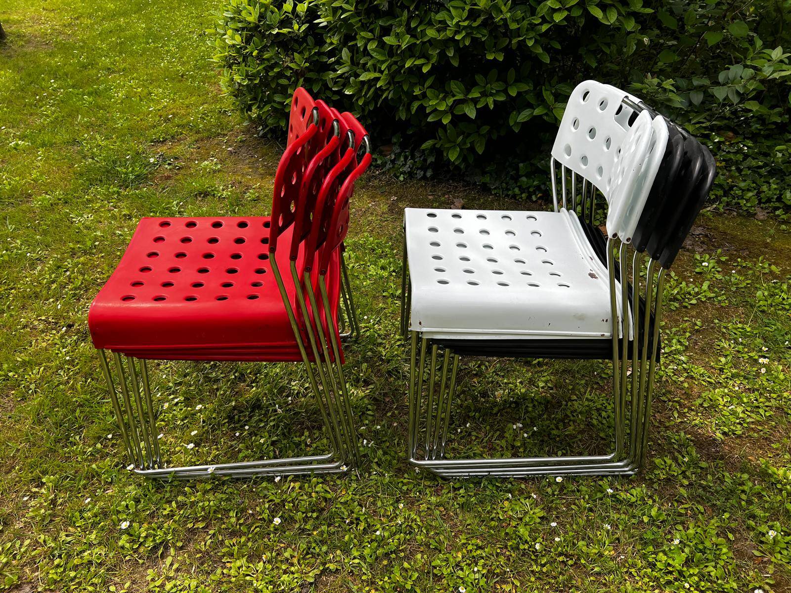 Set of 9 stacking chairs, Omstak model by Rodney Kinsman for Bieffeplast, 1960