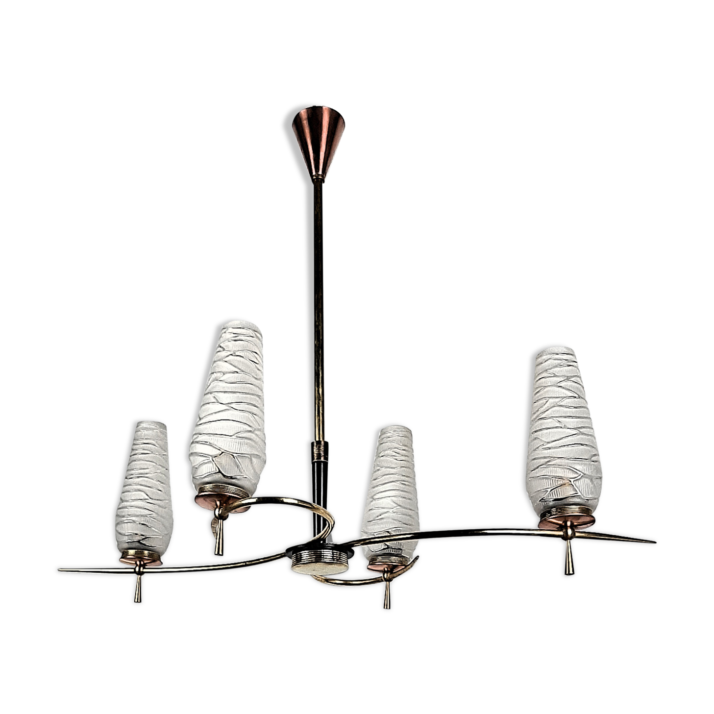 Mid Century Modern chandelier and collectible vintage lamp set