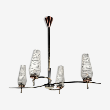 Mid Century Modern chandelier and collectible vintage lamp set