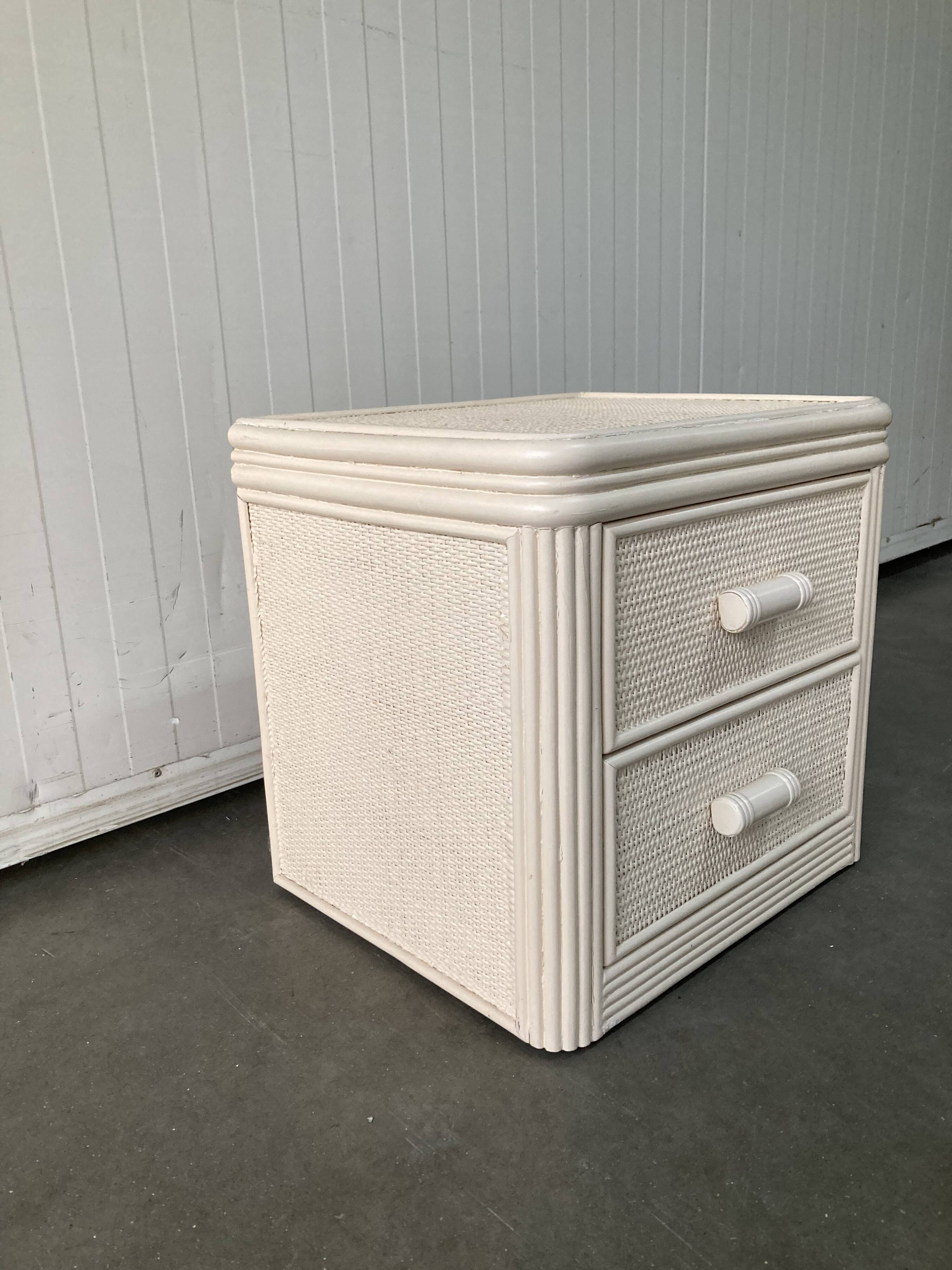 Vintage Rattan, Bamboo Night Stand Off-White, 70/80s