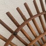 Miroir vintage 1960 soleil rotin style ORTF spirale - 80 x 62 cm