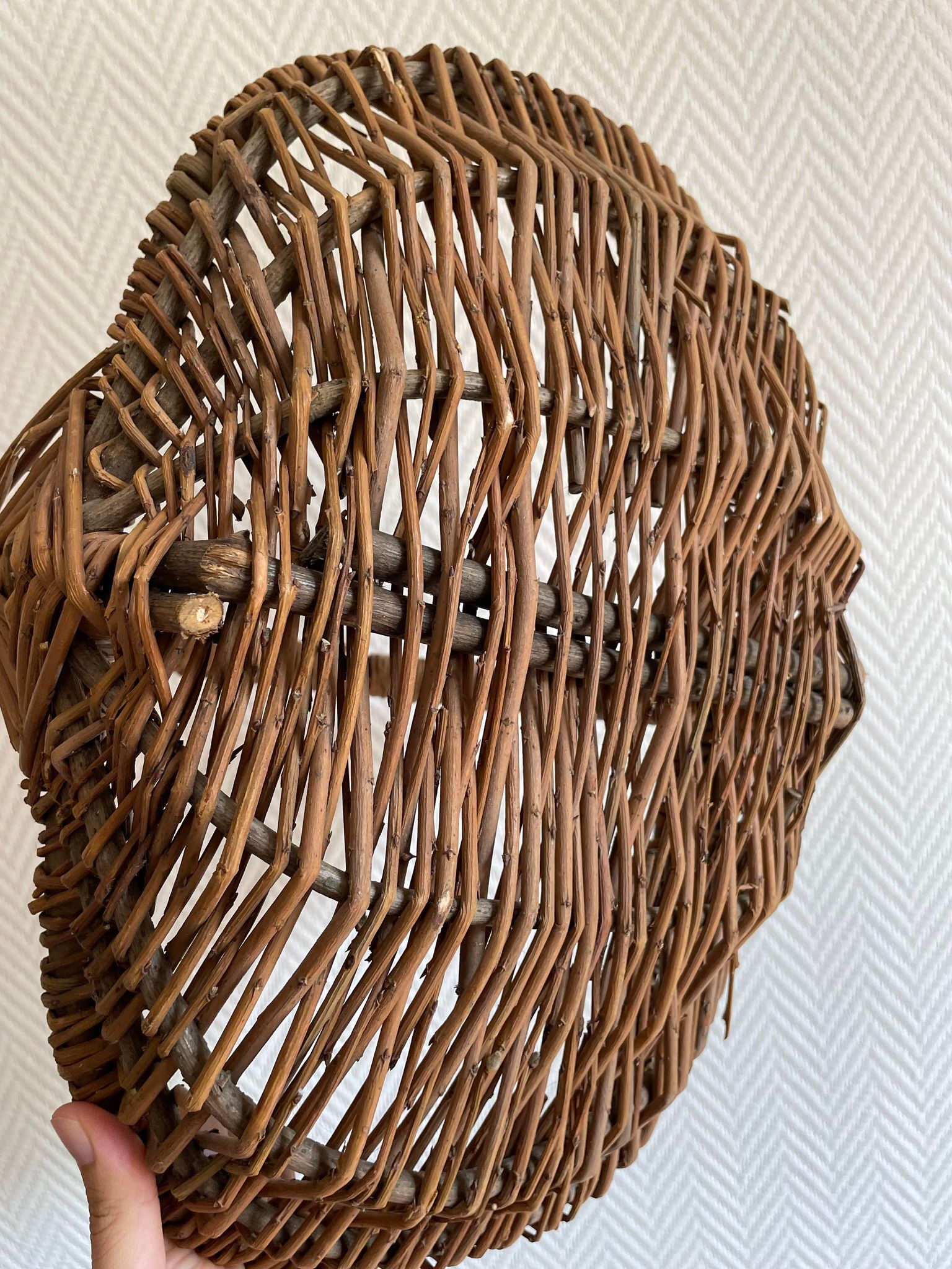 Set of two wooden baskets