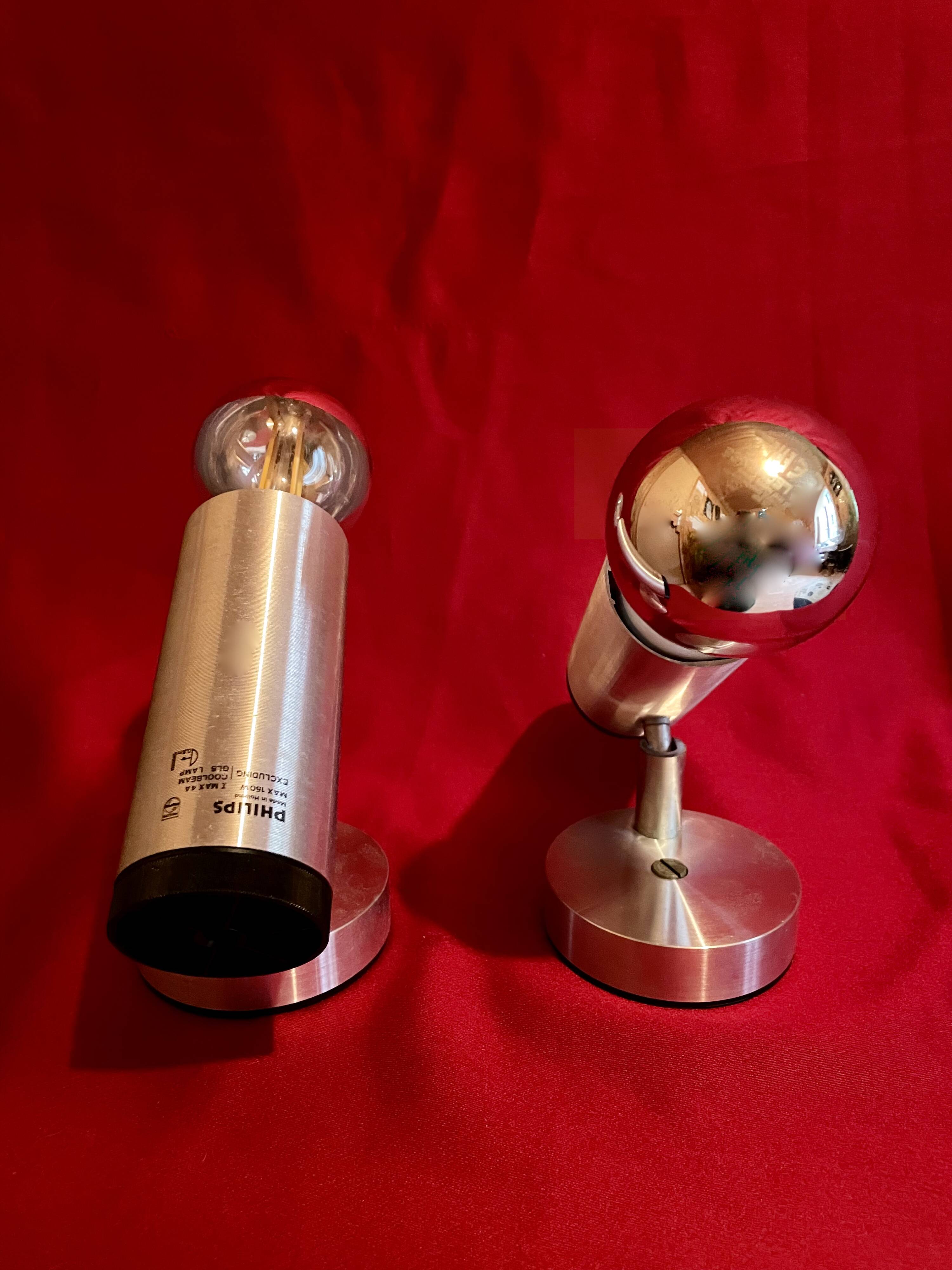 Pair of spotlights, wall lights, "Phillips" Dutch manufacture, from the 70s