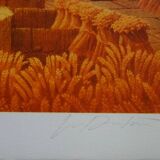 Michel Dubre: Paris Opera in a Wheat Field, original signed lithograph