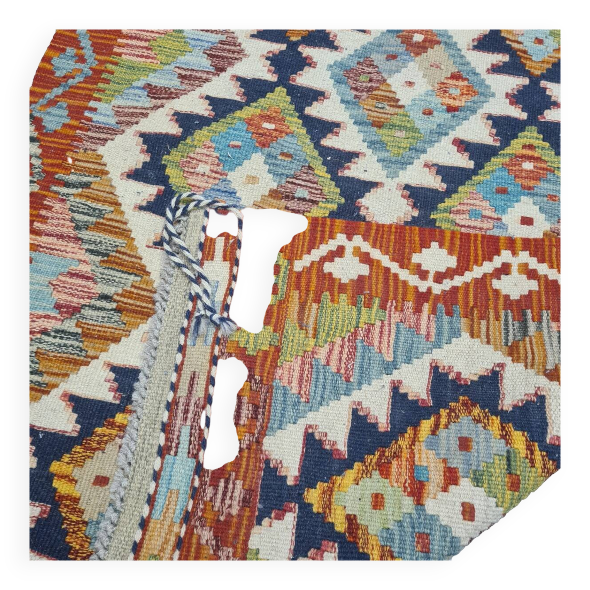 Vintage Afghan Kilim Made Of New Wool 79x119, 1980s