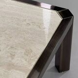 Square travertine and metal coffee table by BC Design