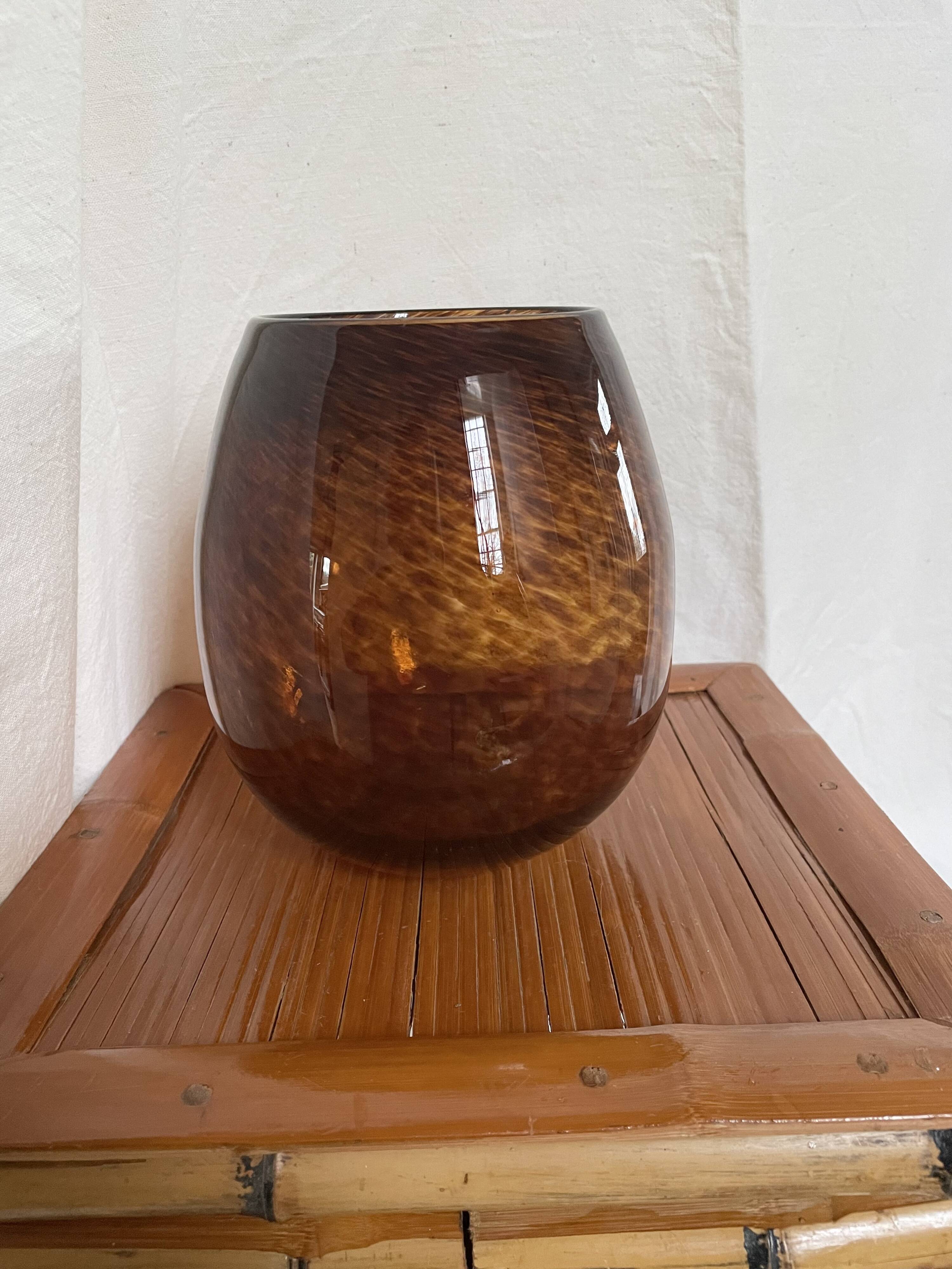 Amber glass vase