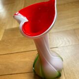 Opaline vase green white red anthurium