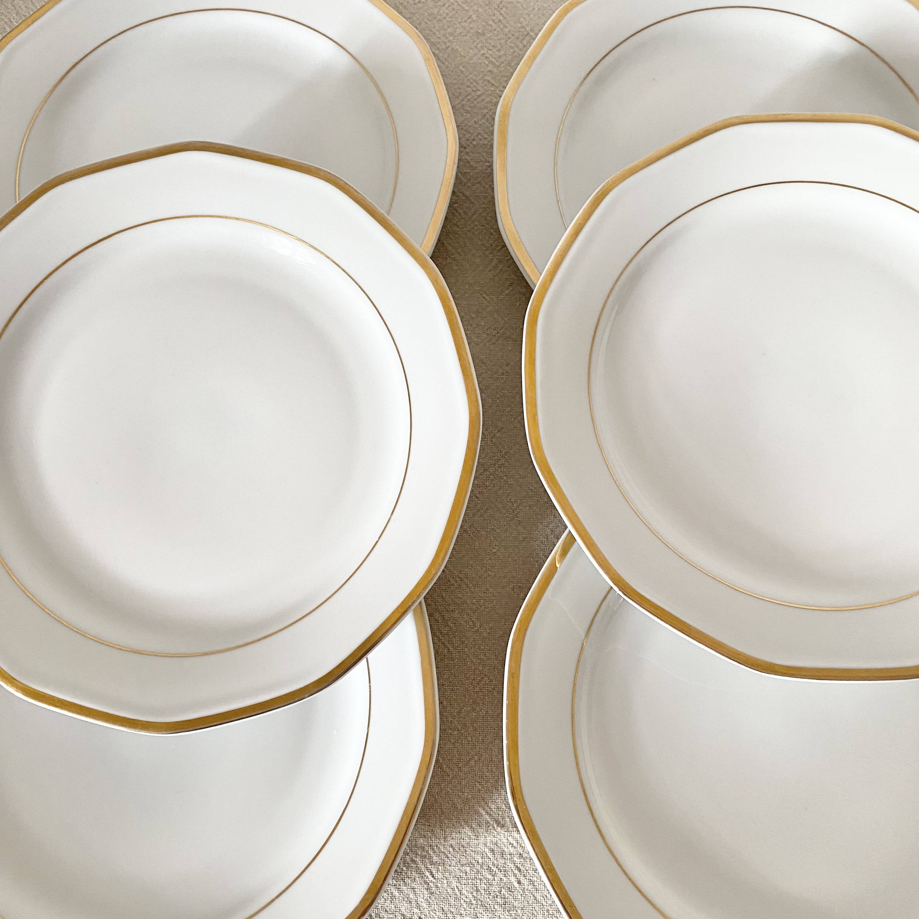 White and gold dessert plate