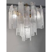 Contemporary Venied-White “Listelli Alabastro” Murano Glass Style Chandeli