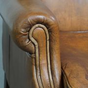 Fauteuil à oreilles vintage en cuir de mouton