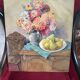 Aquarelle ancienne nature morte sur panneau