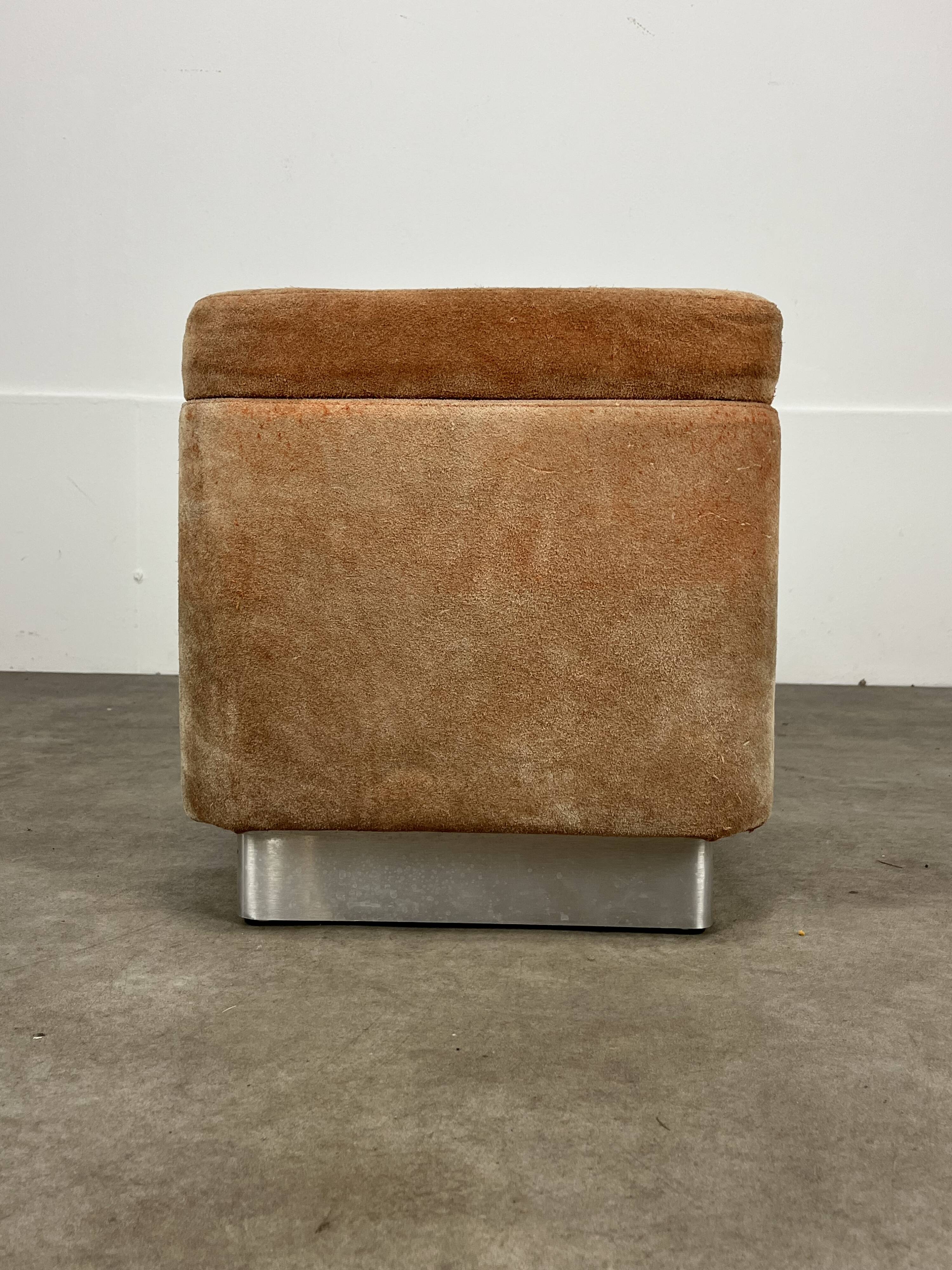 70s suede trunk pouf