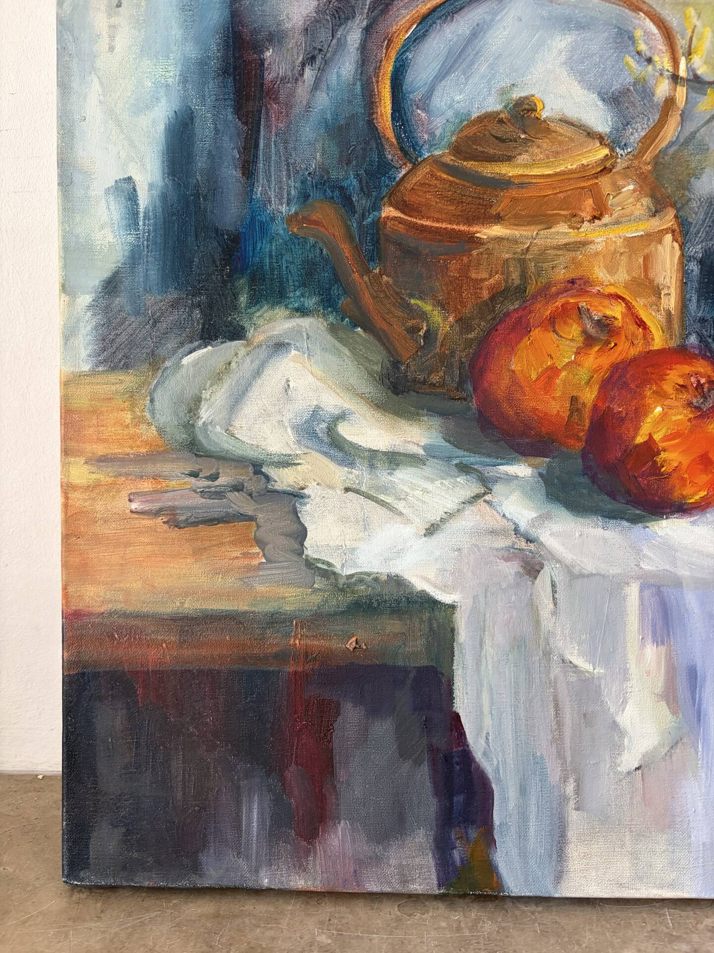 Nature morte, table de cuisine signé Paumier 1999