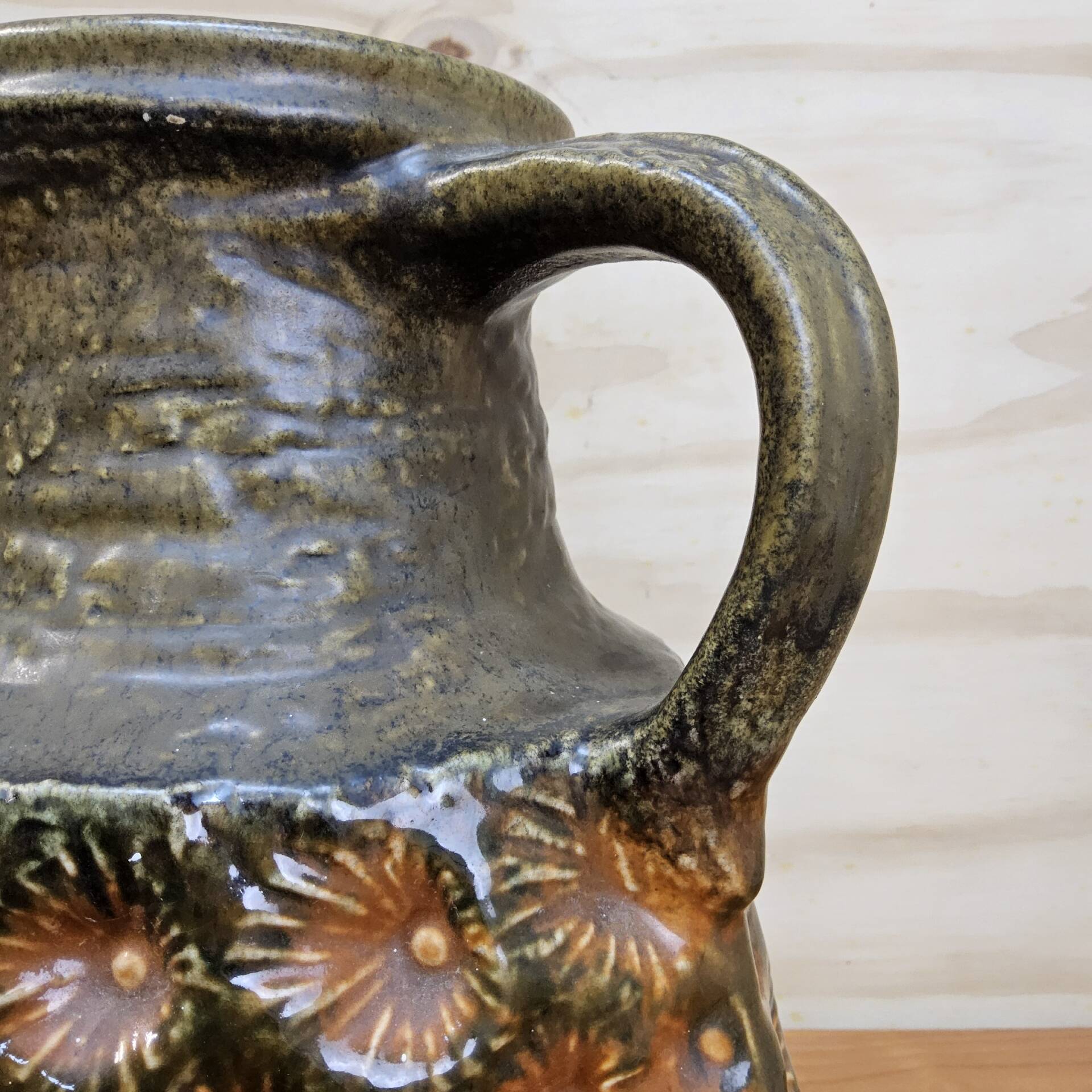 Vase vintage grand XXL Allemagne de l'Ouest Jasba 1667/35 orange