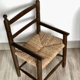 Children's armchair in beech wood and straw
