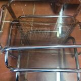 Chrome and smoked glass nesting table from the 70s