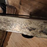 Round patinated mirror