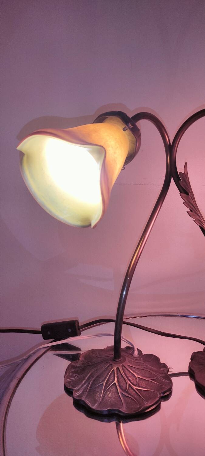 Two art nouveau style tulip lamps signed art de France