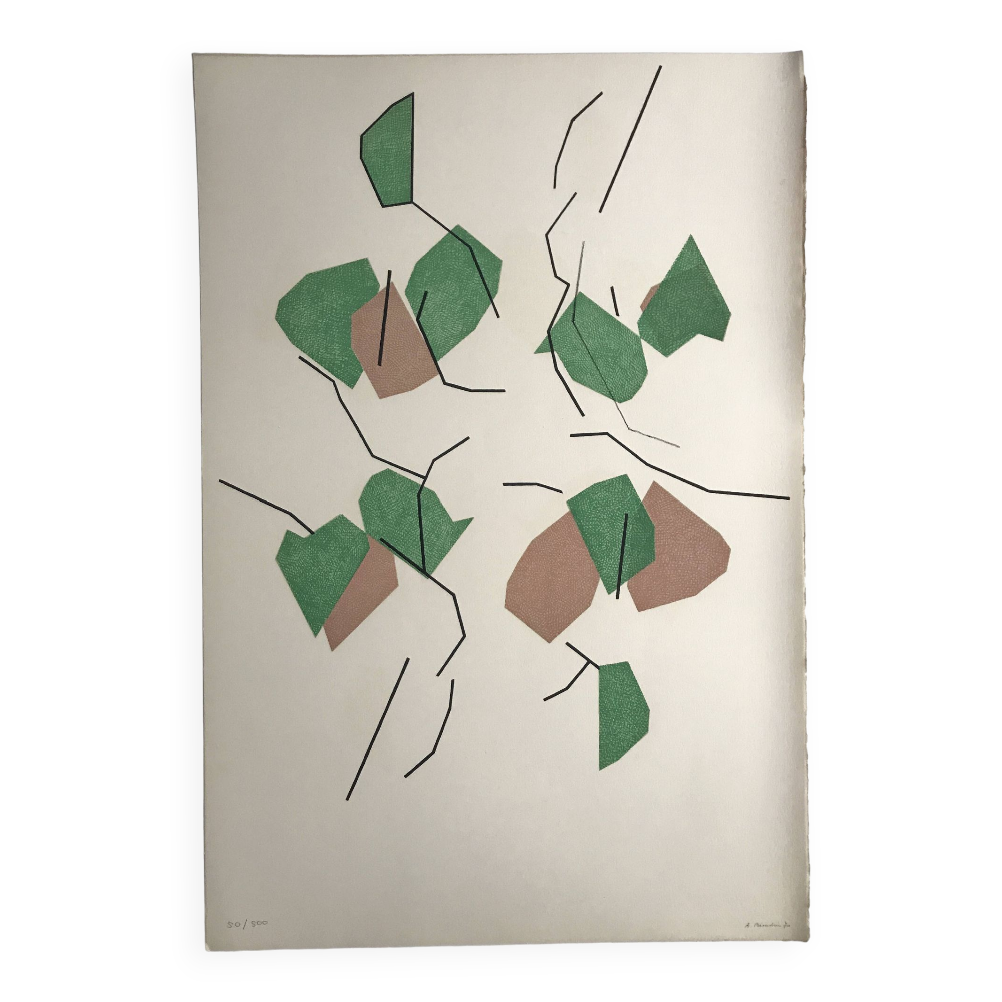 André beaudin, untitled, 1970. original lithograph signed in pencil