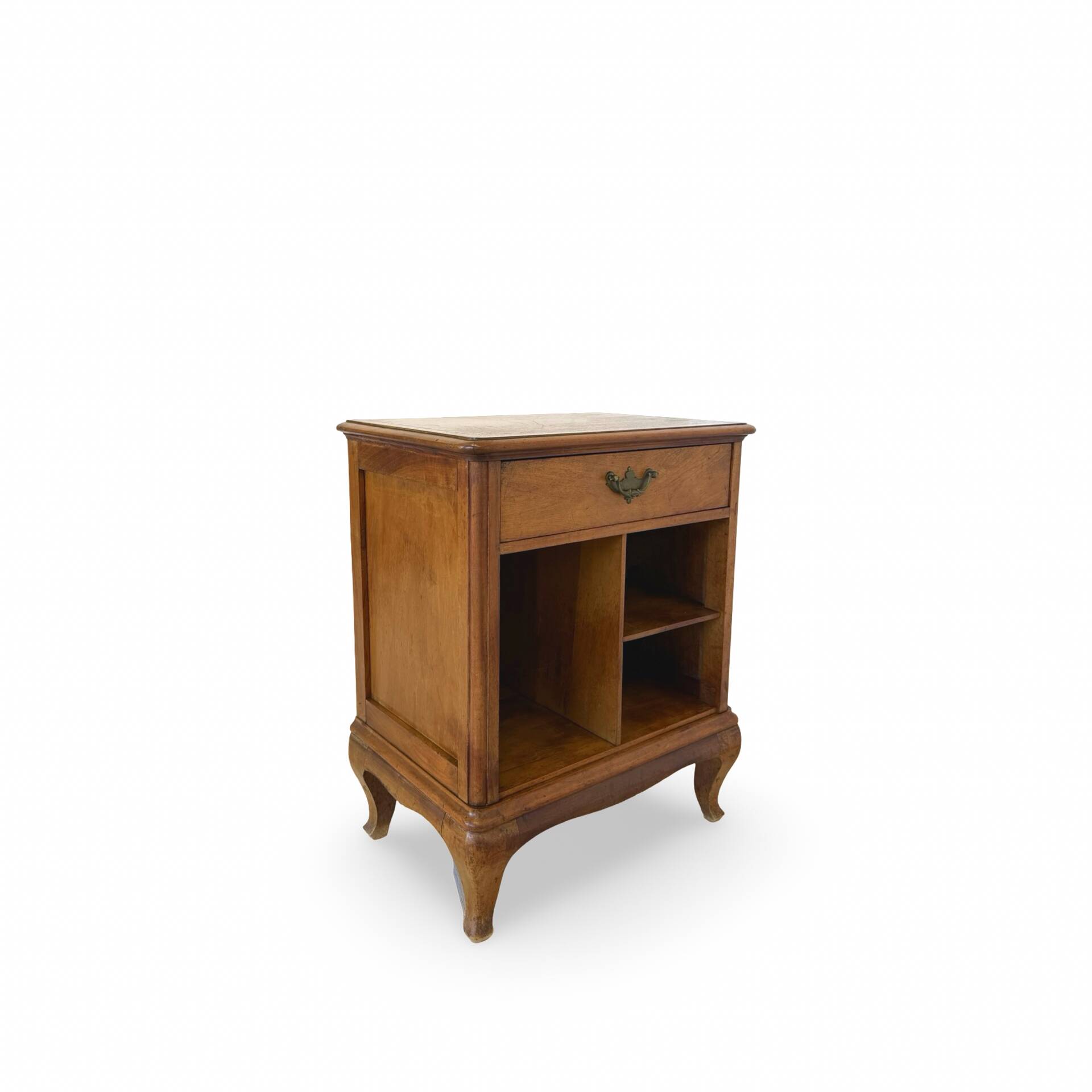 Antique Italian bedside table in solid walnut, 1920s/1930s