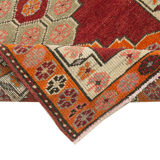 Hand-knotted decorative turkish red runner carpet 88 cm x 470 cm