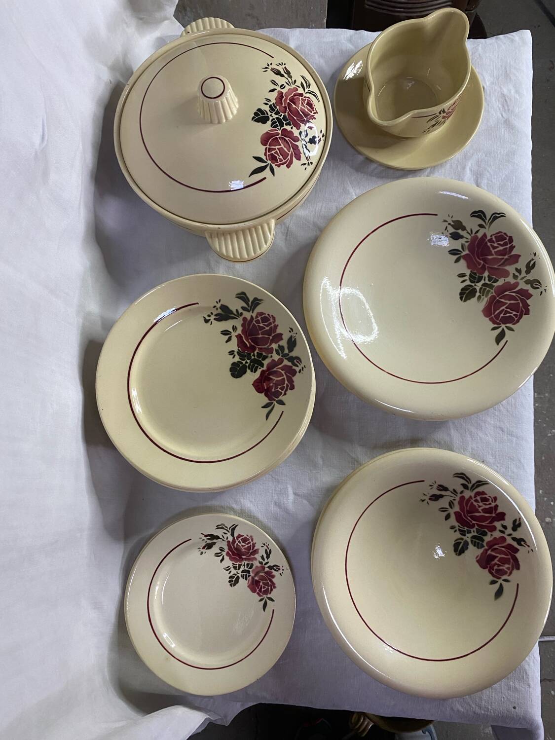 Old half-porcelain service Badonviller Strasbourg – 22 pieces
