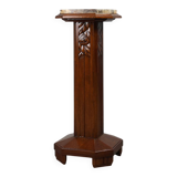 Oak & Marble large Art Deco pedestal, France 1920s