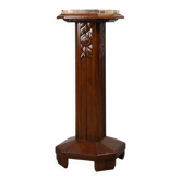 Oak & Marble large Art Deco pedestal, France 1920s