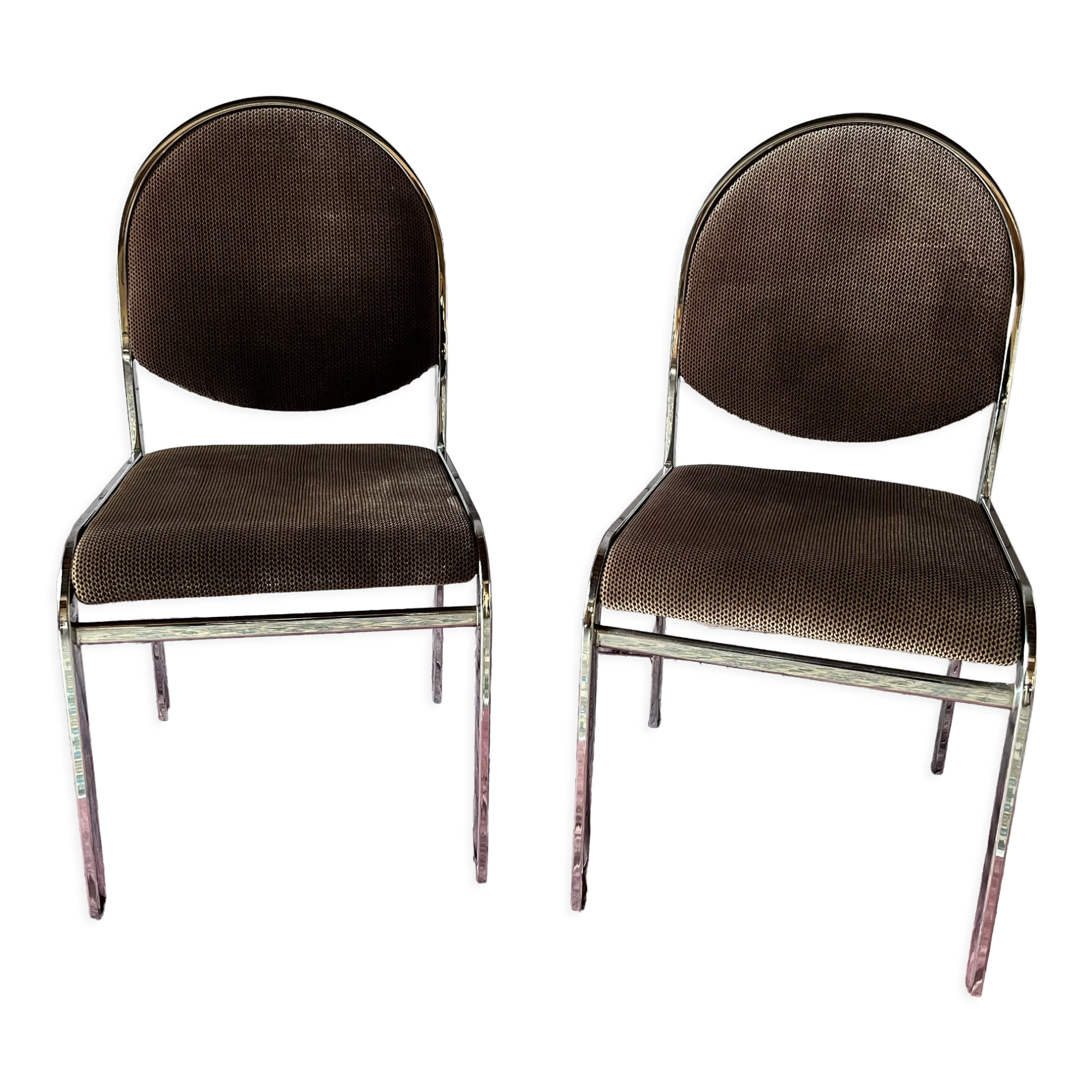 Duo of chrome chairs 70s