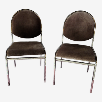 Duo of chrome chairs 70s