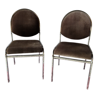 Duo de chaises chromées années 70