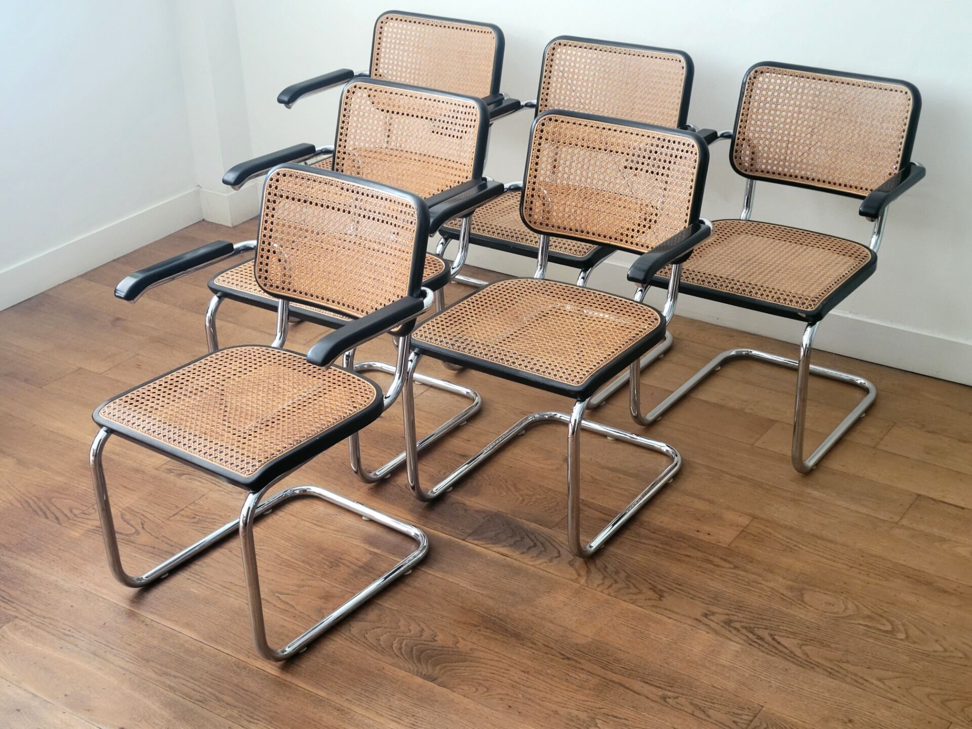 Ensemble de 6 chaises Thonet S64, Marcel Breuer, Thonet Allemagne, 1992