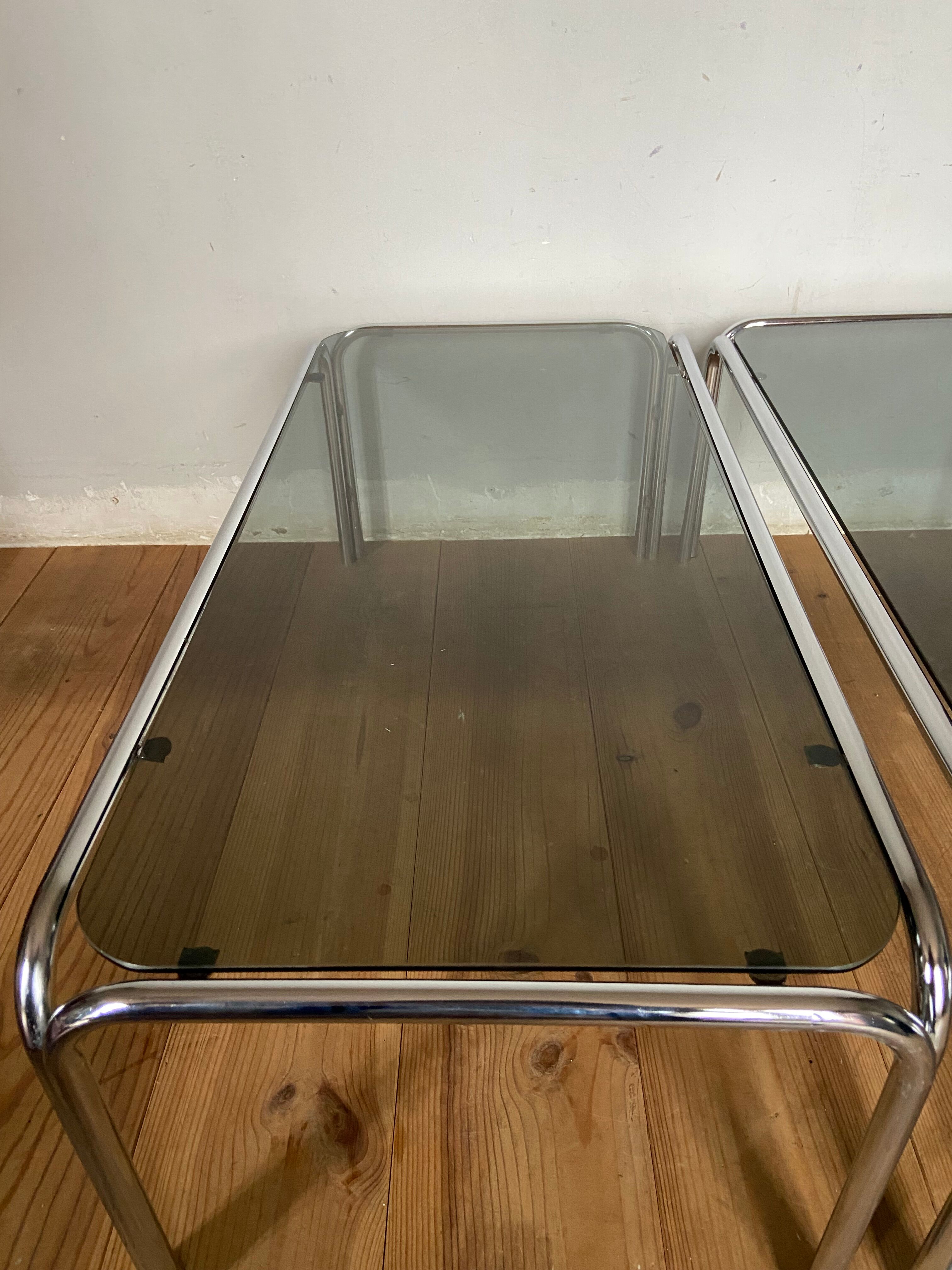 Pair of sofa ends / coffee table chrome year 70