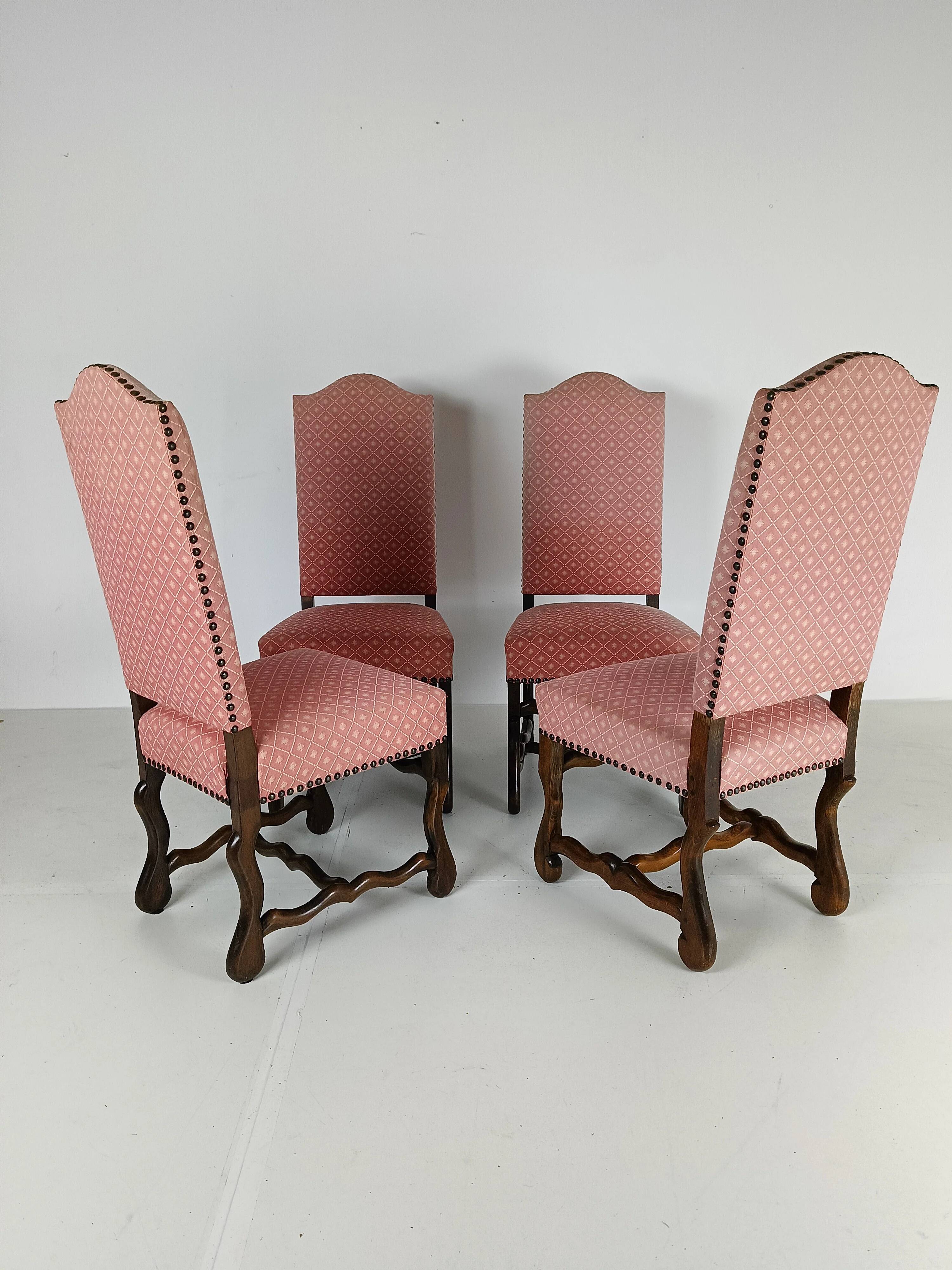 Beech Os De Mouton tapestry chairs (set of 4)