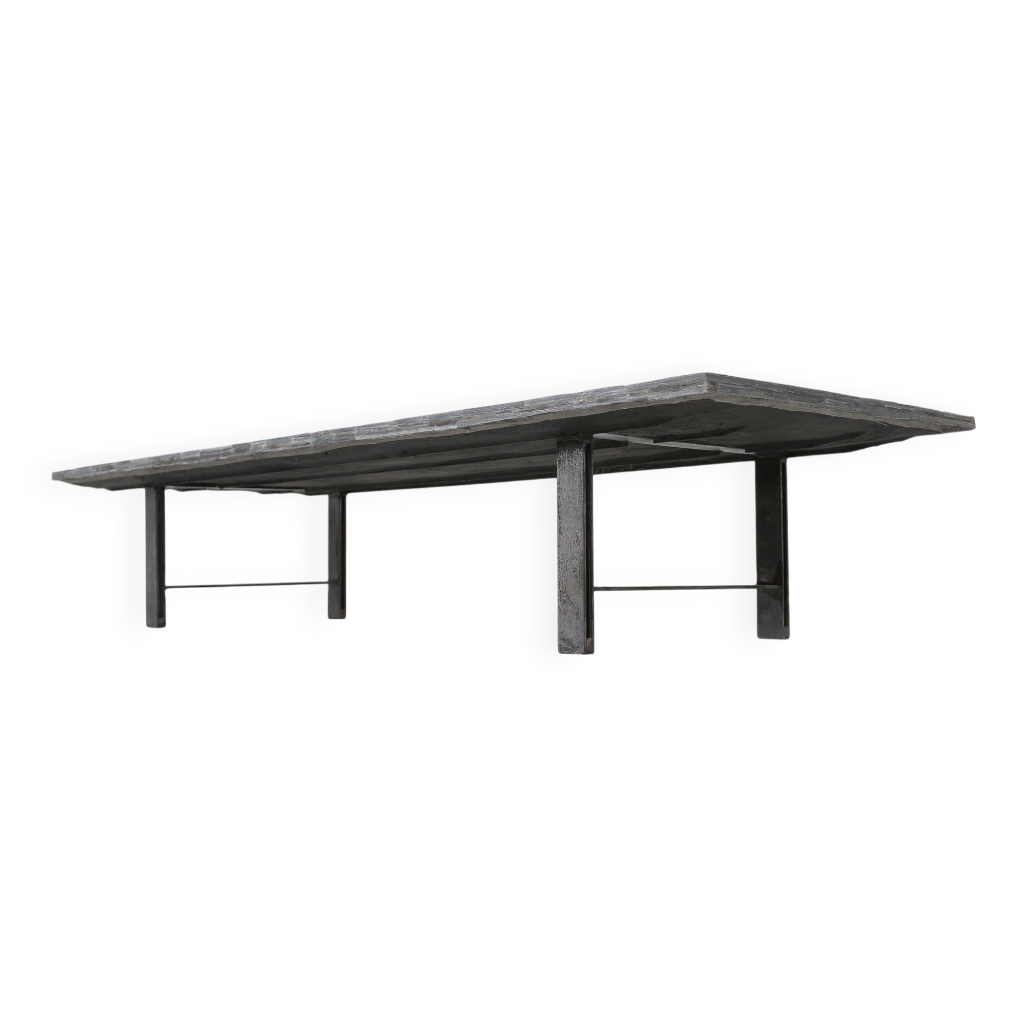 Rare brutalist Brazilian stone coffee table by Pia Manu, ca. 1960