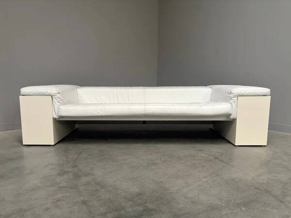 Canapé Brigadier Knoll en cuir blanc, années 1980