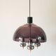 Three-branched chandelier in smoked plexi and chrome, Space Age, 1970