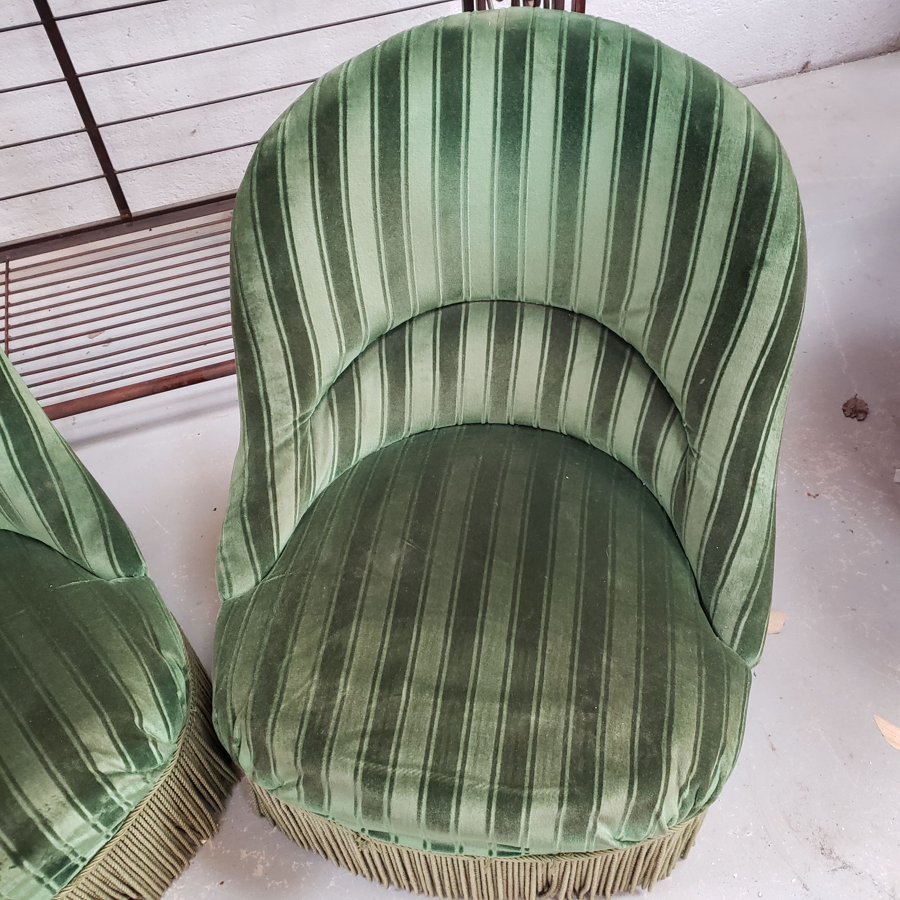 Pair of vintage toad armchairs 50s