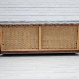 1970s, Danish 3 seater sofa, original good condition, velour, oak wood.