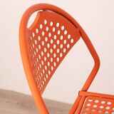 Pair of vintage red garden chairs from the 70s, italian design