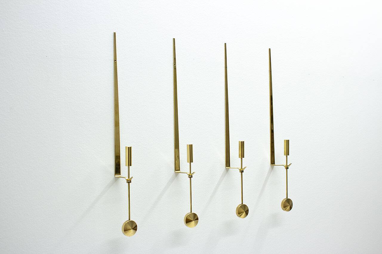 Set of 4 Swedish wall candlesticks by Pierre Forssell for Skultuna