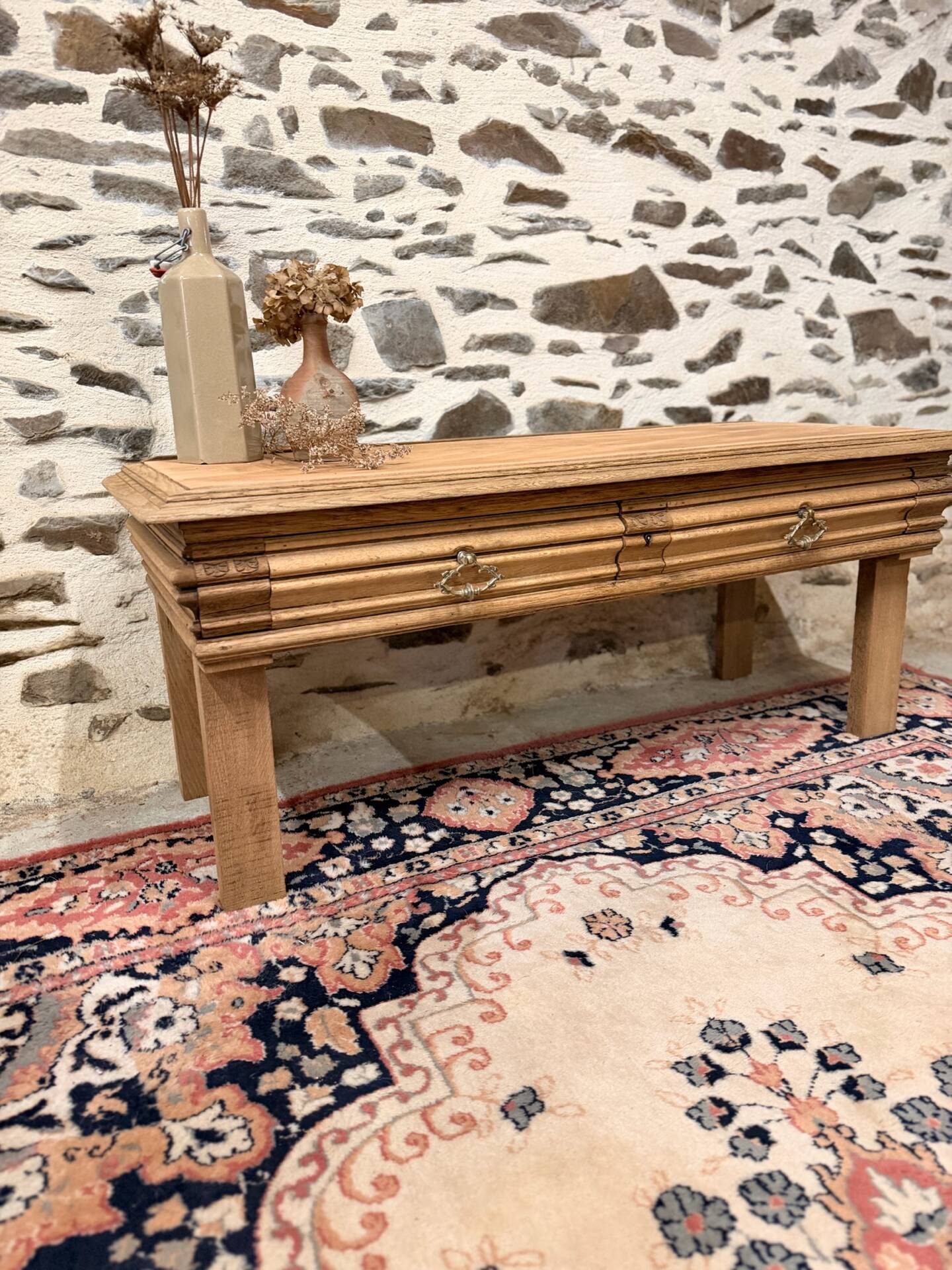 Nice vintage low wooden furniture.