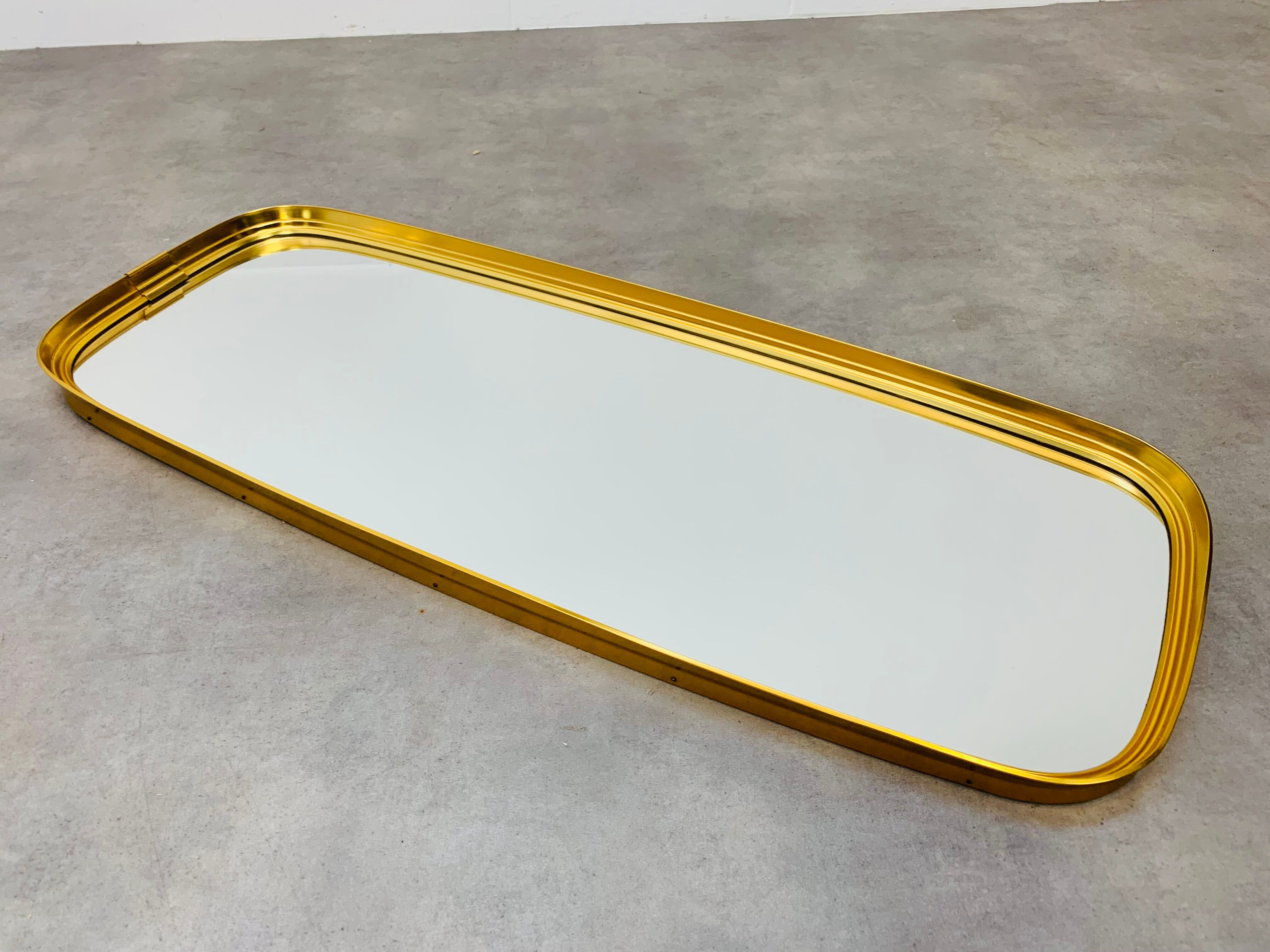 Mirror rearview mirror gold strapping Schönform 60s