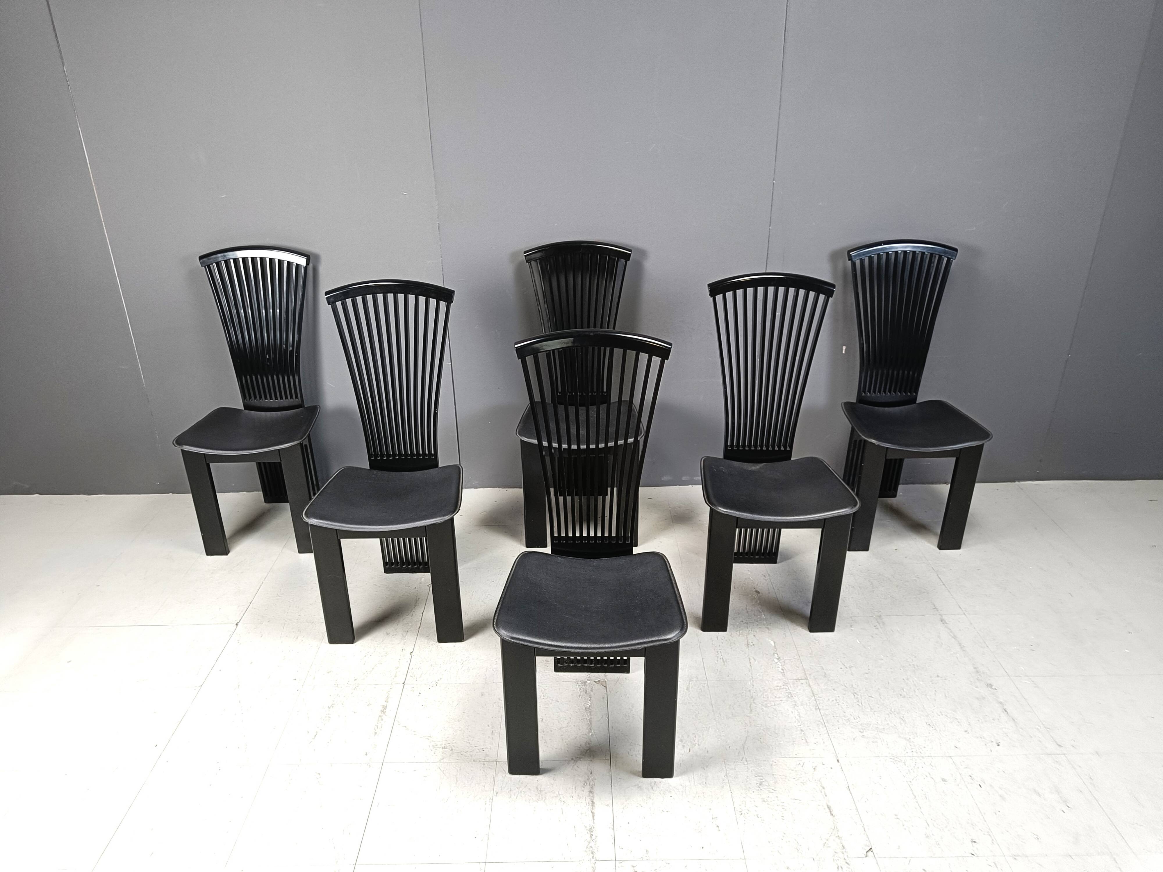 Chaises de salle à manger post-modernes de Pietro Costantini, années 1980, lot de 6