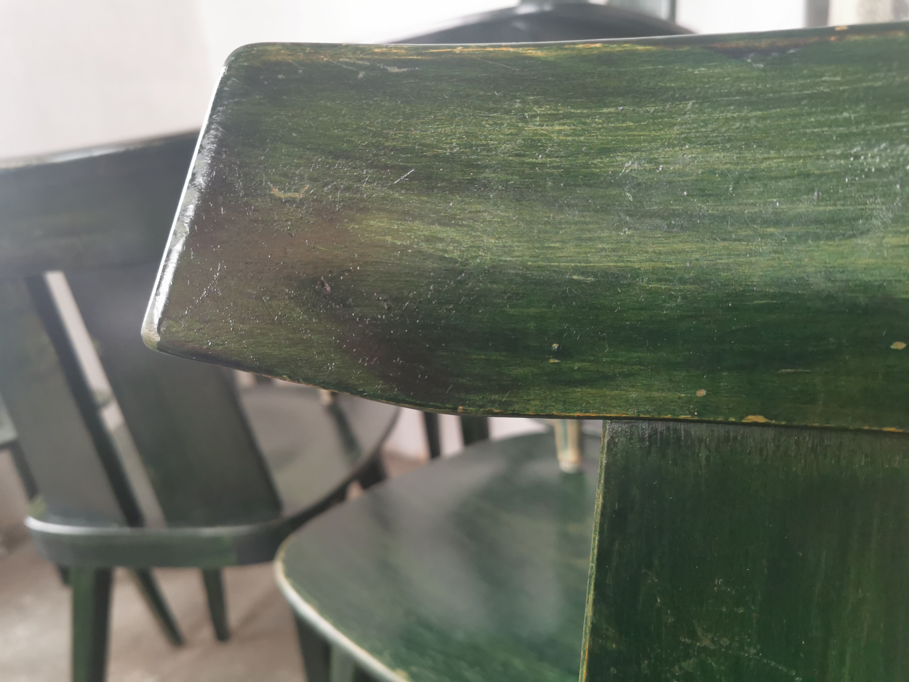 Set of 10 wooden bistro chairs